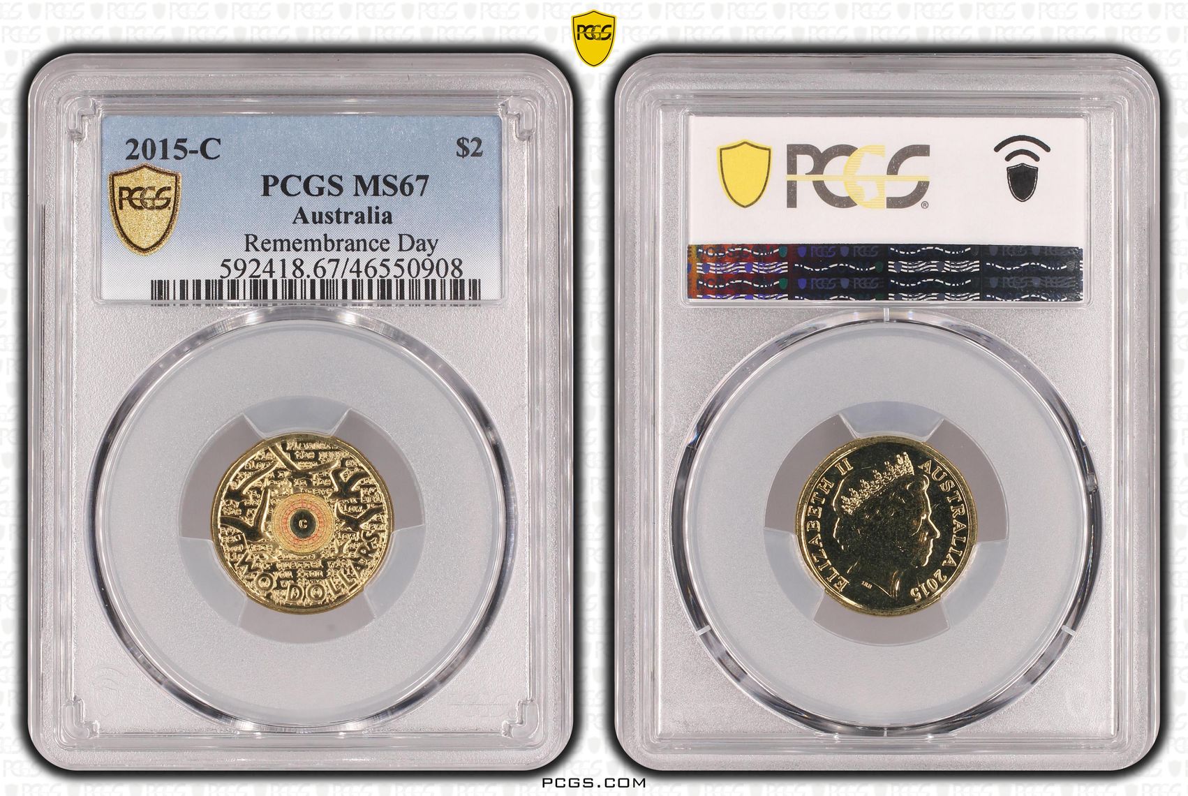 Elizabeth II, Remembrance Day, Two Dollar, 2015-C, PCGS MS67