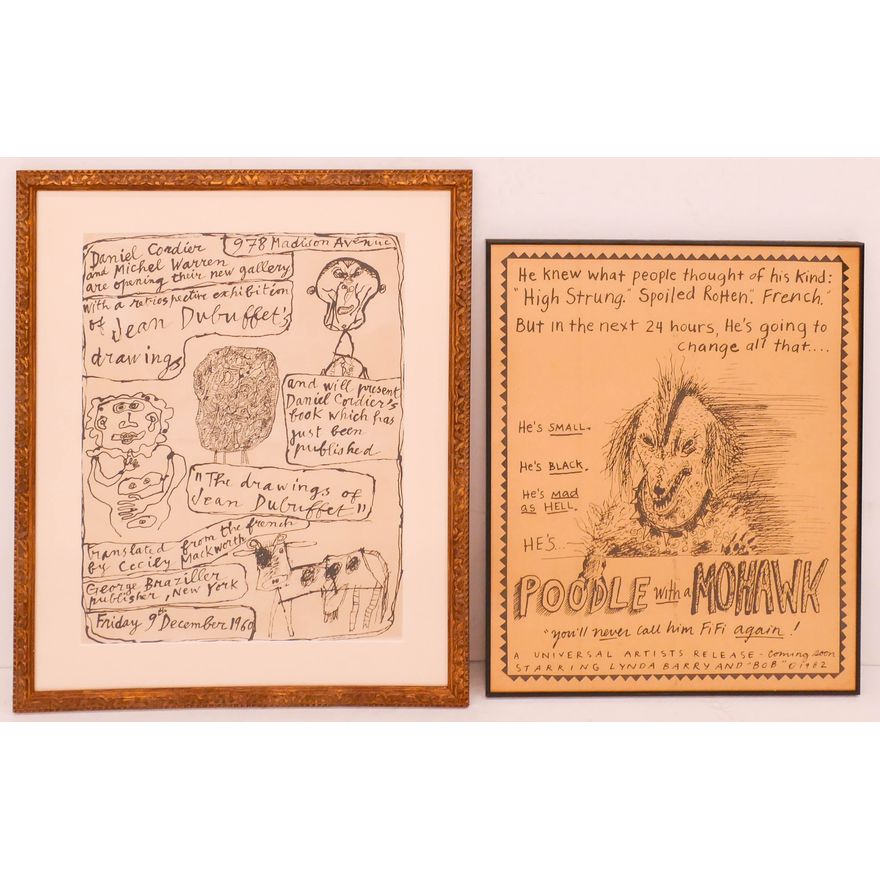 2pc Vintage Jean DuBuffet and Lynda Barry Posters