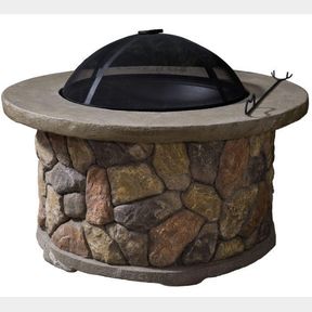 NEW NATURAL STONE ROUND FIBERGLASS FIRE PIT HR22805 **
