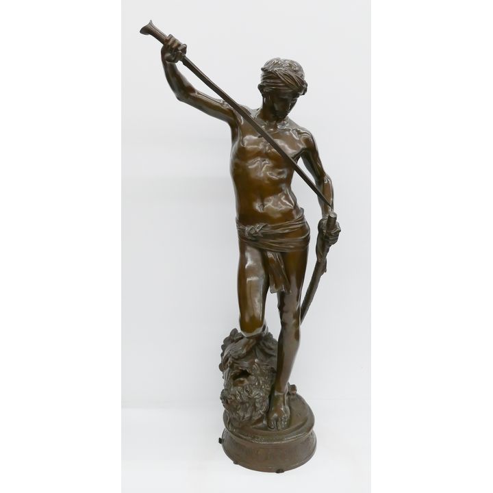 Antonin Mercie 'David Slaying Goliath' Bronze