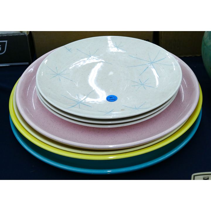 Stack 7pc California Pottery Mid Century Chargers 10'' to 14''
