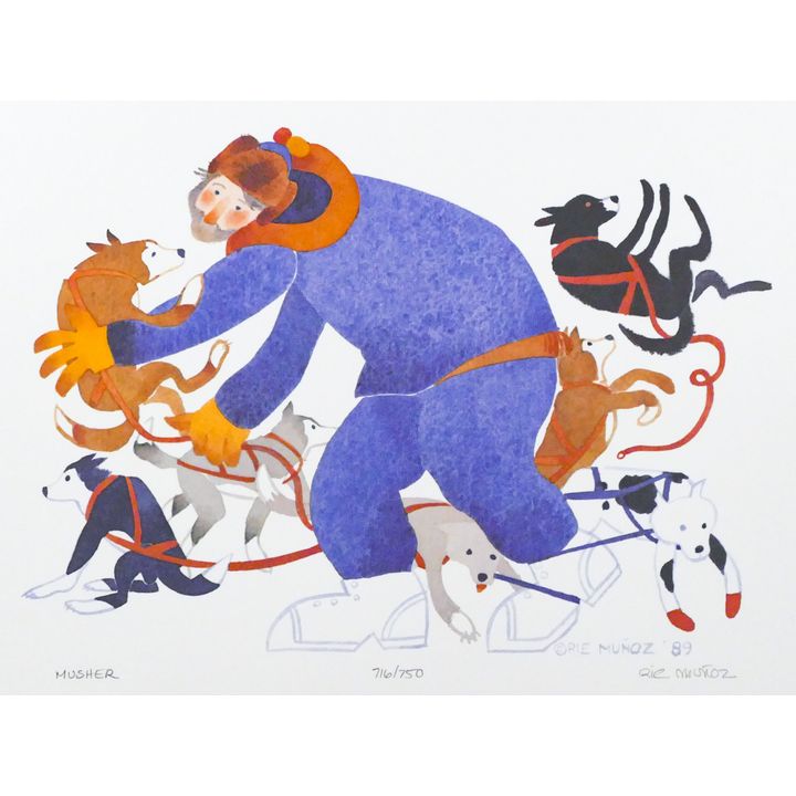 Rie Munoz ''Musher'' 1989 Signed Print 10.25'' x 13.25'' Sheet.