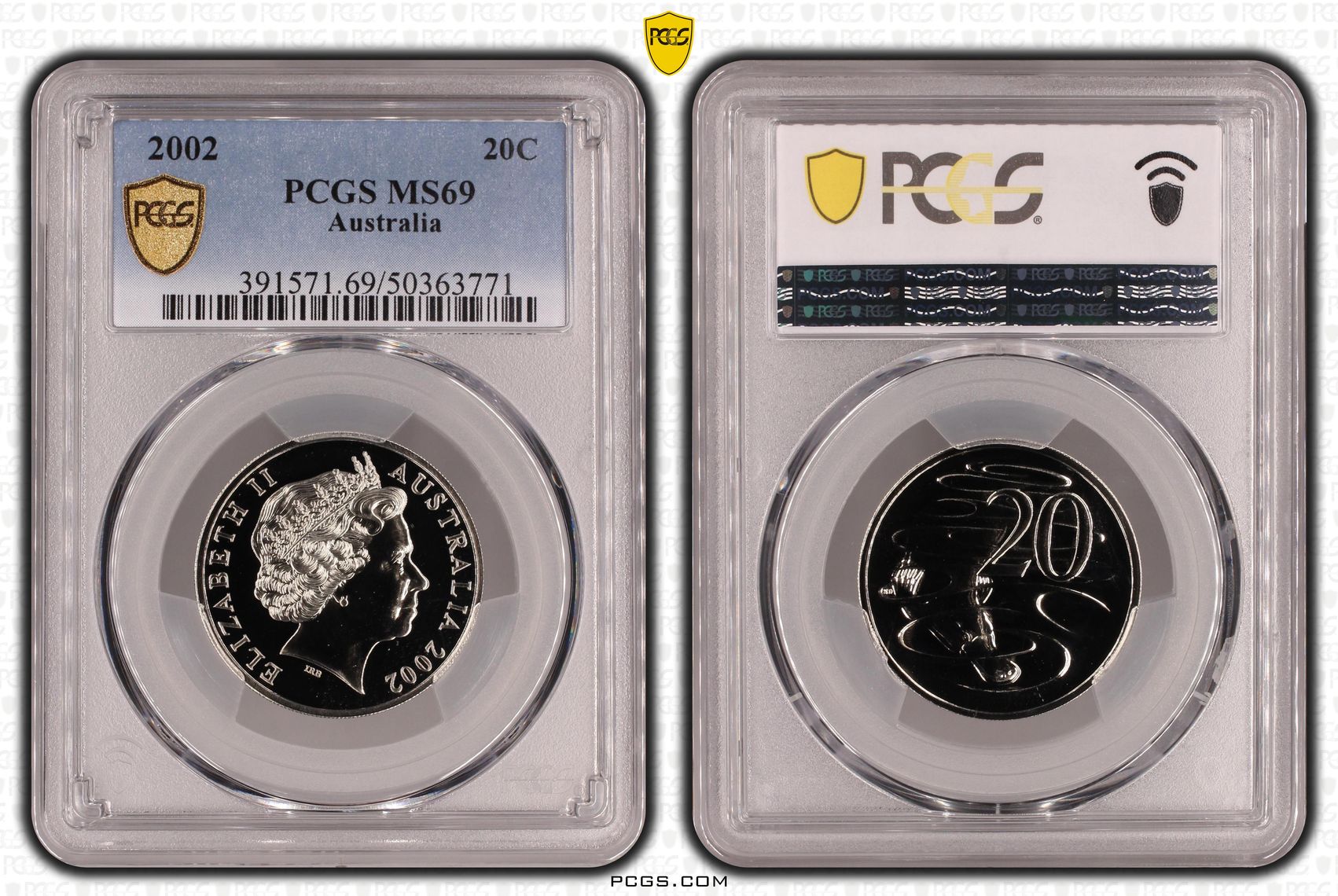 Twenty Cent, 2002, PCGS MS69