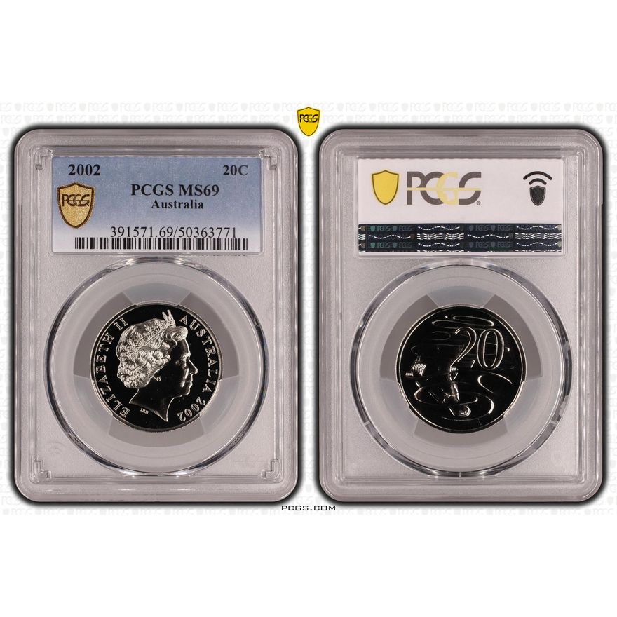 Twenty Cent, 2002, PCGS MS69
