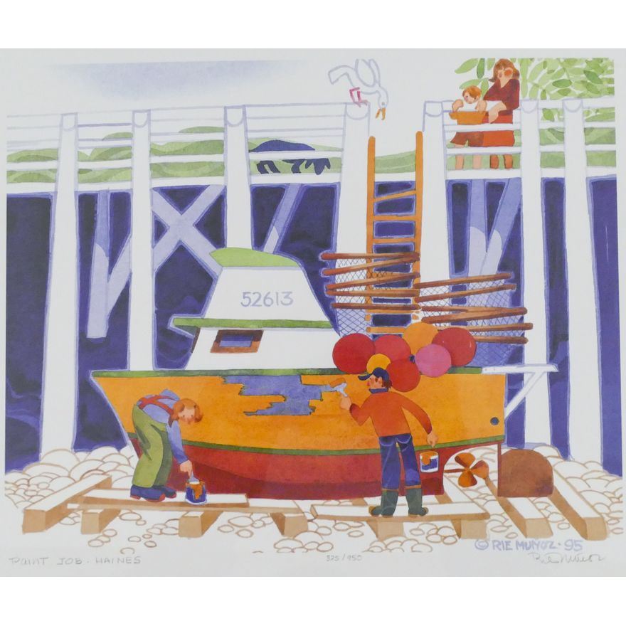 Rie Munoz ''Paint Job, Haines'' 1995 Signed Print 13.5''x16'' Sheet.