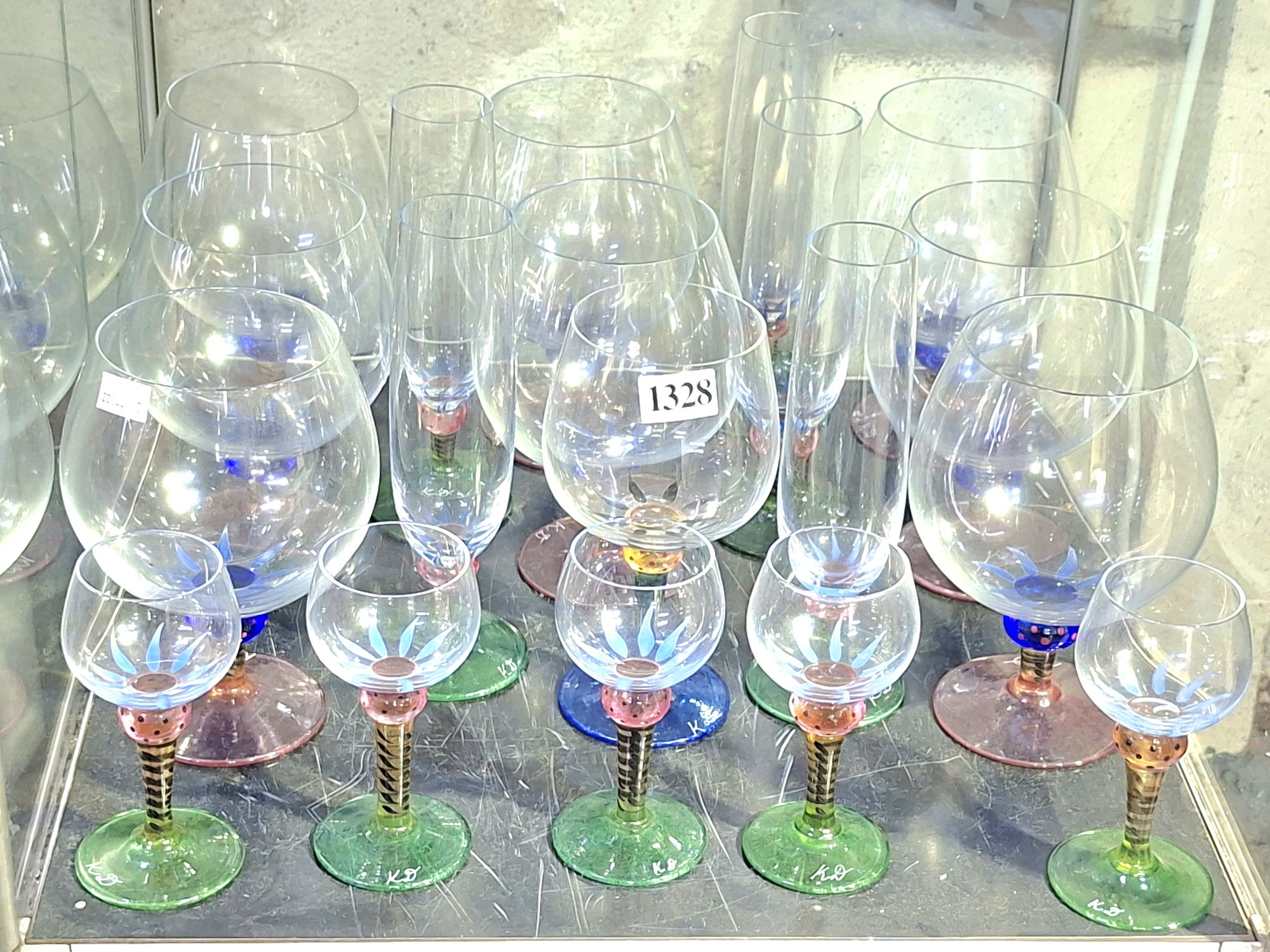 1328 · HAND DECORATED WINE AND LIQUOR STEMS