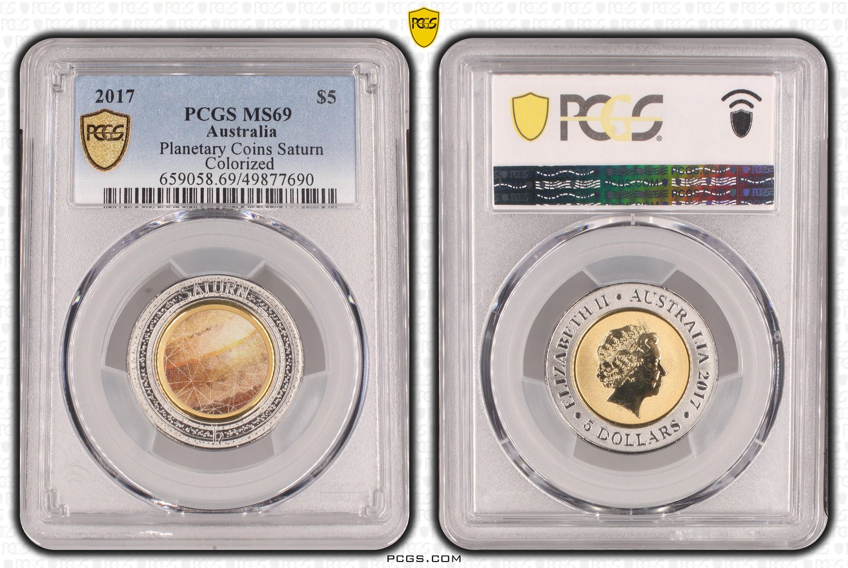 Planetary Coins Saturn , Five Dollar, 2017, PCGS MS69