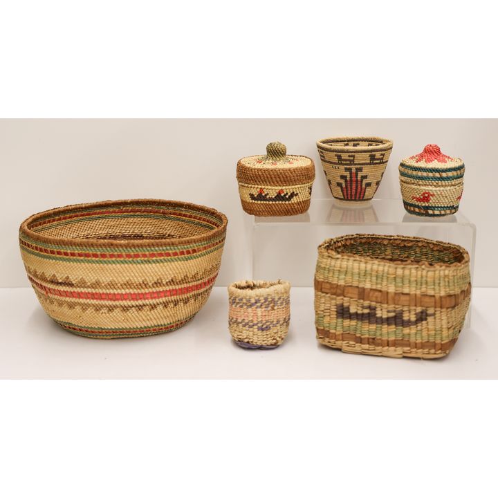 6pc Vintage Northwest Coast Indian Baskets