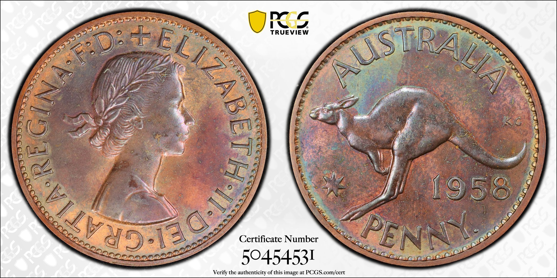 Elizabeth II, Penny, 1958 Y. (p), PCGS PR64BN