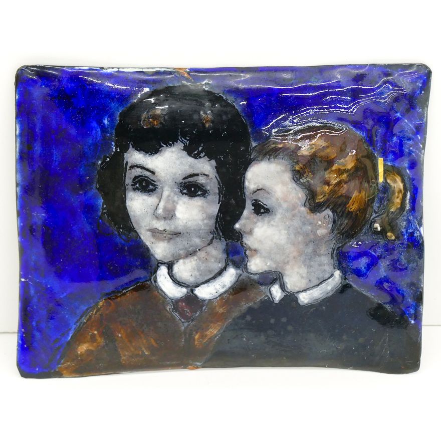 Lisel Salzer ''Mother and Daughter'' Limoges Enamel