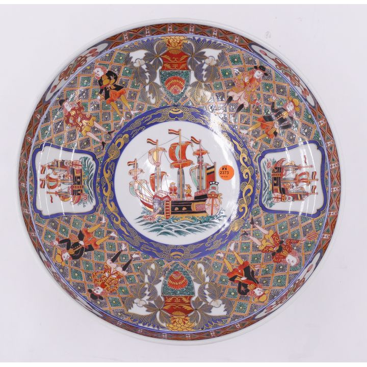 Chinese Gilt Porcelain Imari Export Europeans Bowl- 14'' diameter