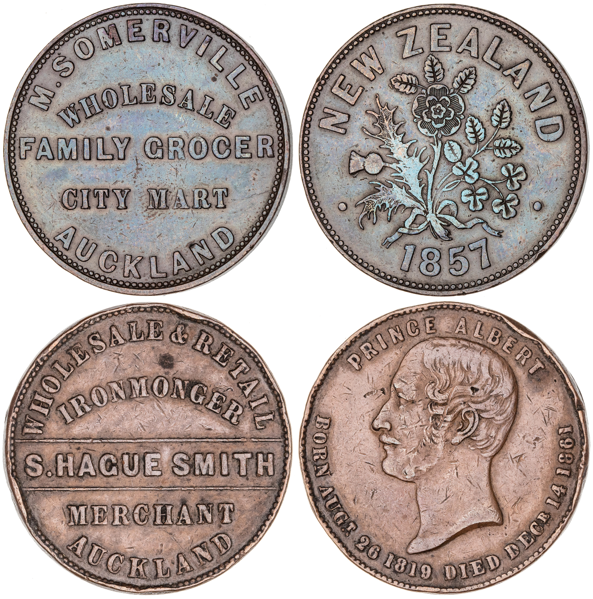 Auckland, New Zealand, M. Somerville, Penny, 1857, gVF