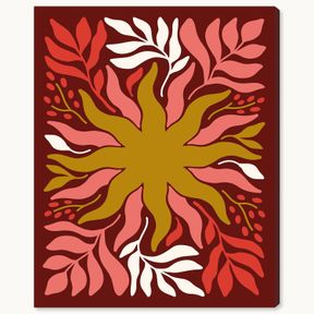 Wynwood Studio Floral and Botanical Modern Wrapped Canvas Art Wall Art for Living Room, Bedroom, and Bathroom, 16" x 20", Gold and Red Home