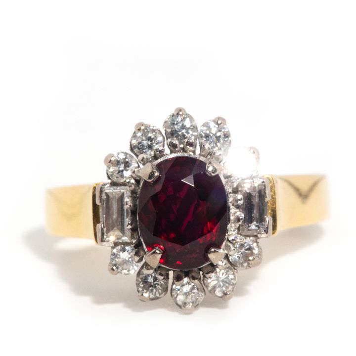 18 Carat Yellow Gold Ruby and Diamond Ring, 1980