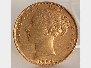 1884 VICTORIA YOUNG HEAD MELBOURNE MINT SHIELD GOLD SOVEREIGN