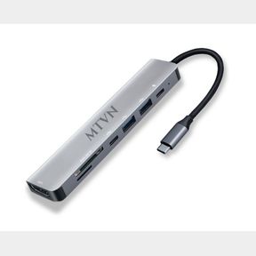 MTVN PROFESSIONAL 7-IN-1 TYPE C HUB MULTI-FUNCTION ADAPTER HDMI- SD- USB - GREY