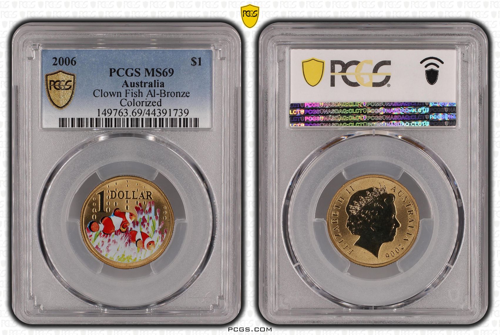 2006 Australia One Dollar, $1 Clown Fish Al-Bronze PCGS - MS69 POP 12/0 -739