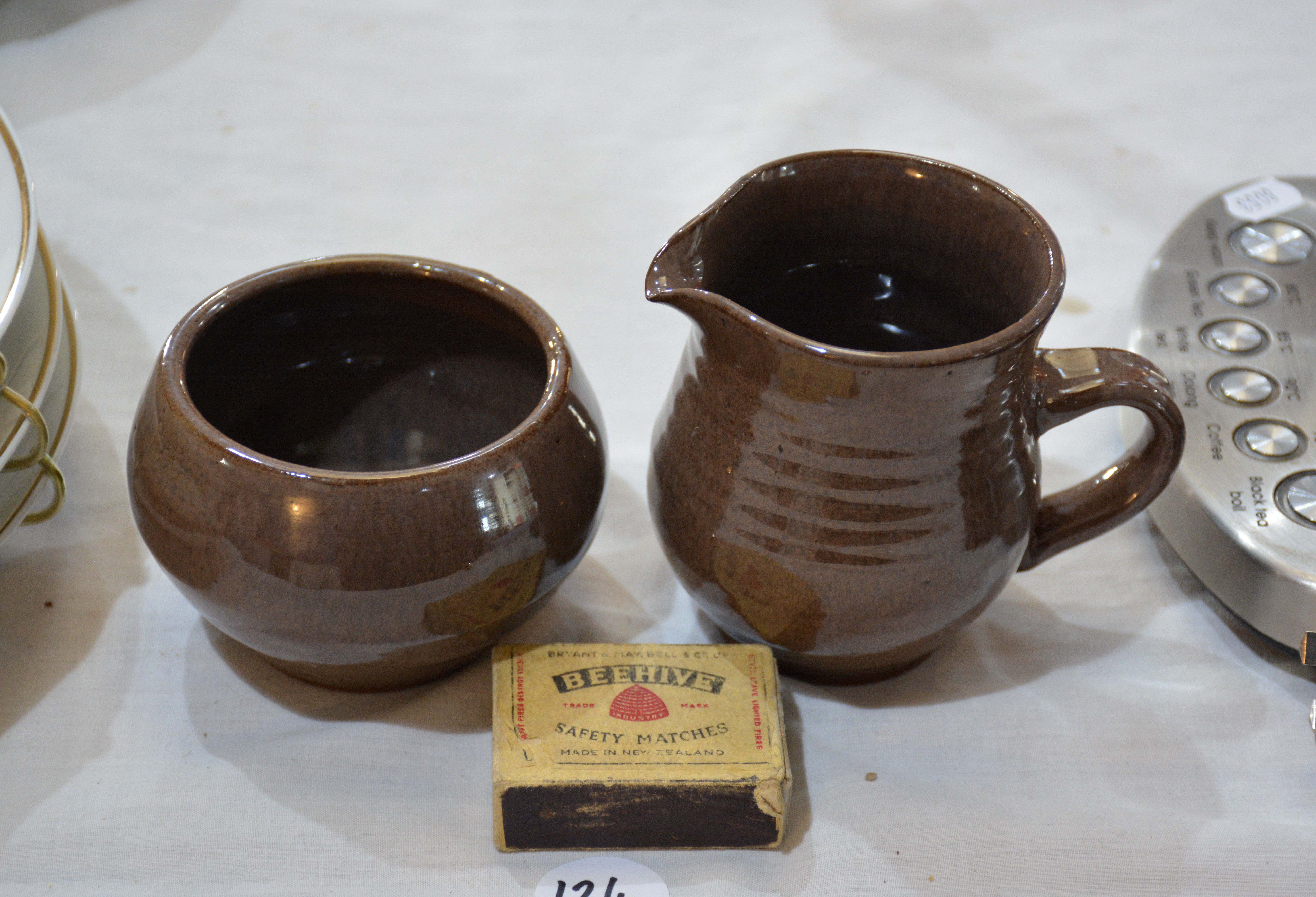 Pottery Cream/Milk Jug and Sugar Bowl — NZ auction result