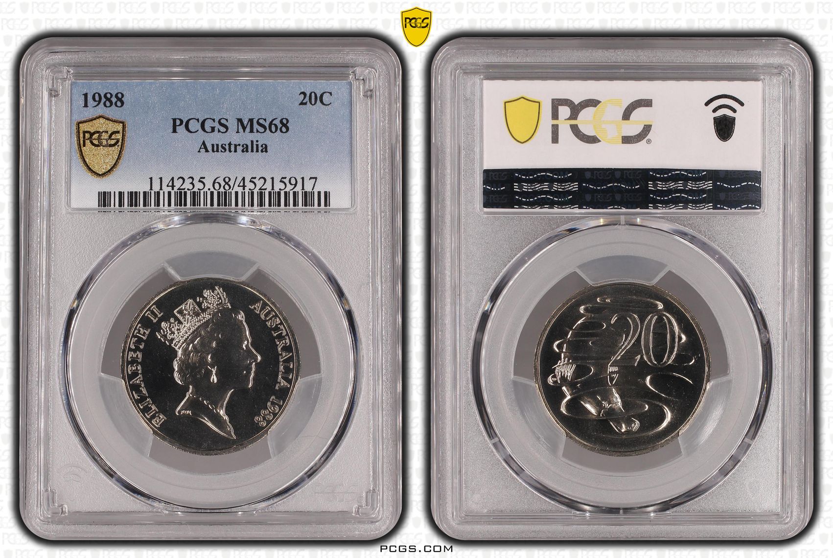 Twenty Cent, 1988, PCGS MS68