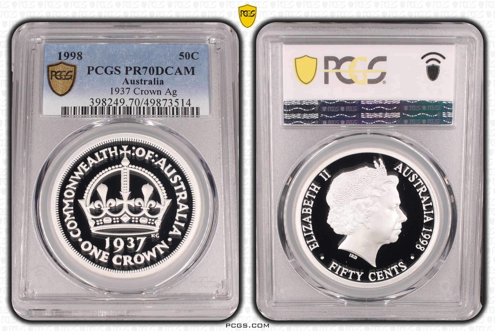1937 Crown Ag, Fifty Cent, 1998, PCGS PR70DCAM