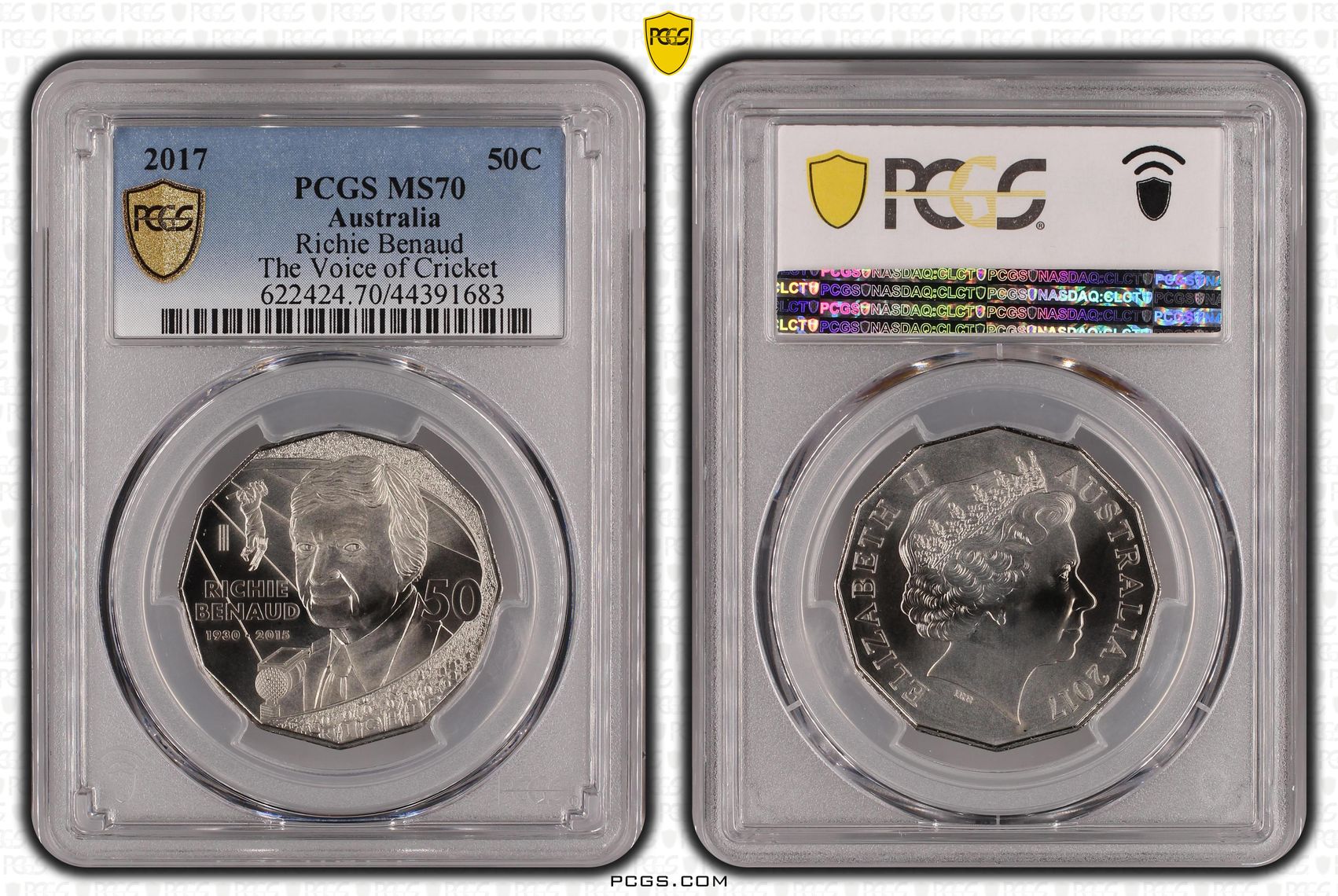 2017 Australia Fifty Cent, 50c Richie Benaud PCGS - MS70 POP 5/0 -683