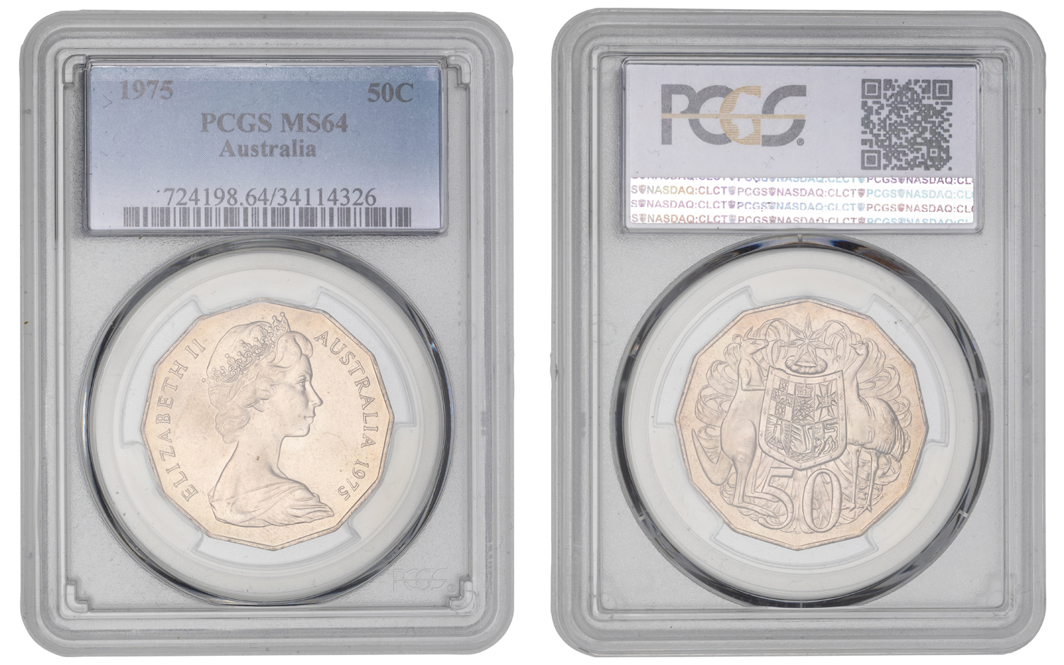 Elizabeth II, Fifty Cent, 1975, PCGS MS64