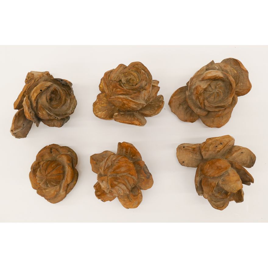 Box Antique Italian Carved Wood Flower Architectural Oranments