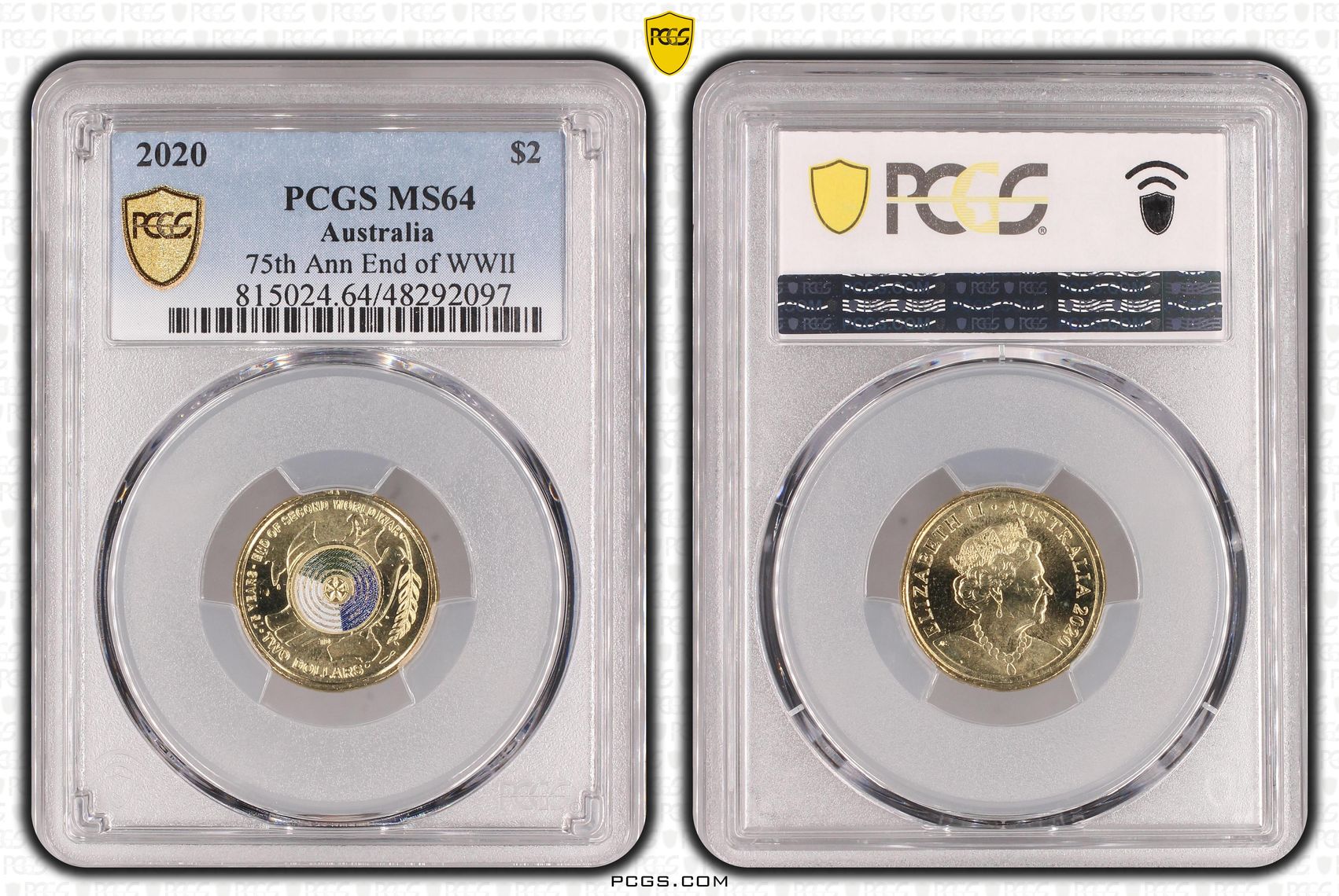 75th Ann End of WWII Colorized, Two Dollar, 2020, PCGS MS64