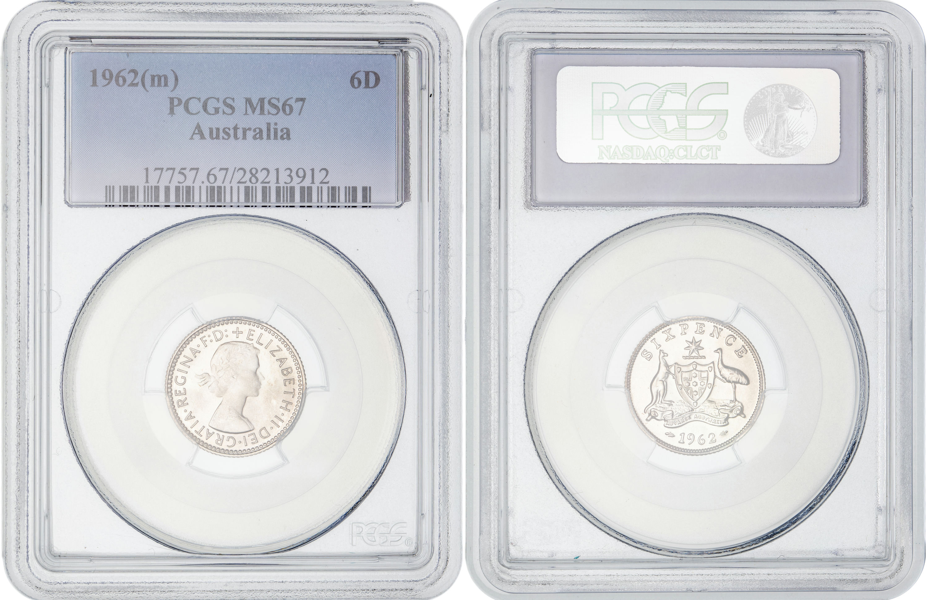 Elizabeth II, Sixpence, 1962, PCGS MS67