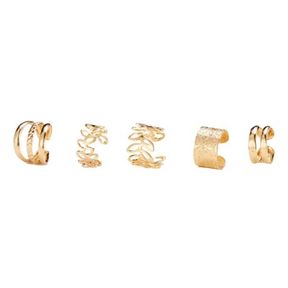 Fashion Clip On Adjustable Wrap Around Cartilage Cuff Earrings Set Of 6 Gold |