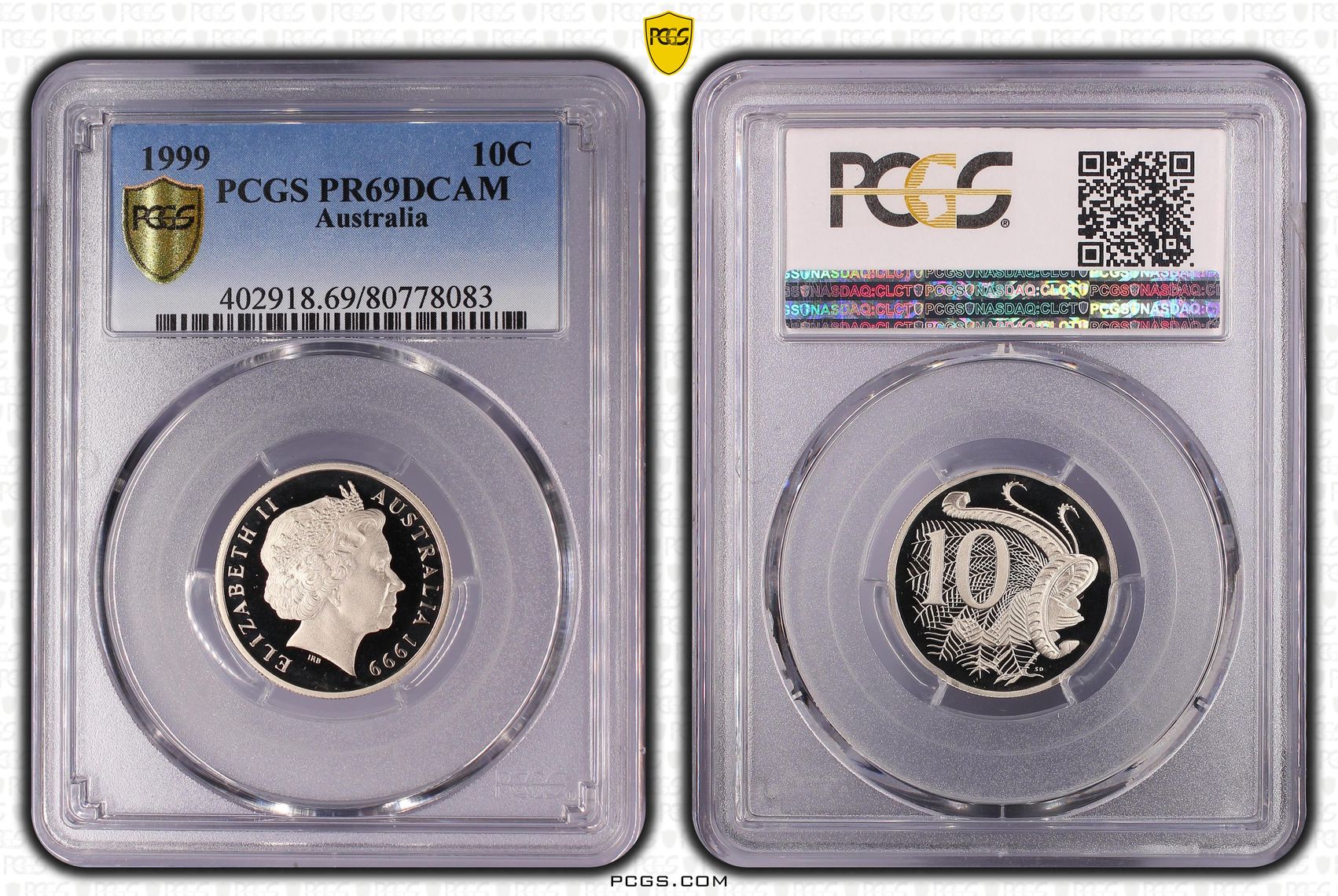 Ten Cent, 1999, Pcgs Pr69dcam
