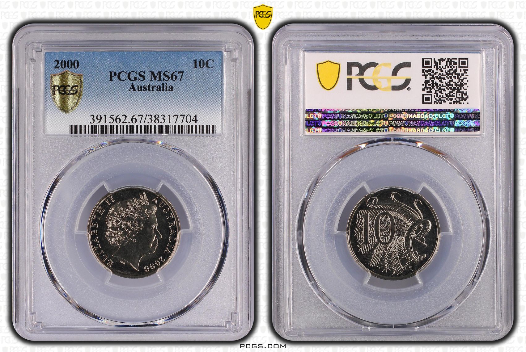 Elizabeth II, Ten Cent, 2000, PCGS MS67