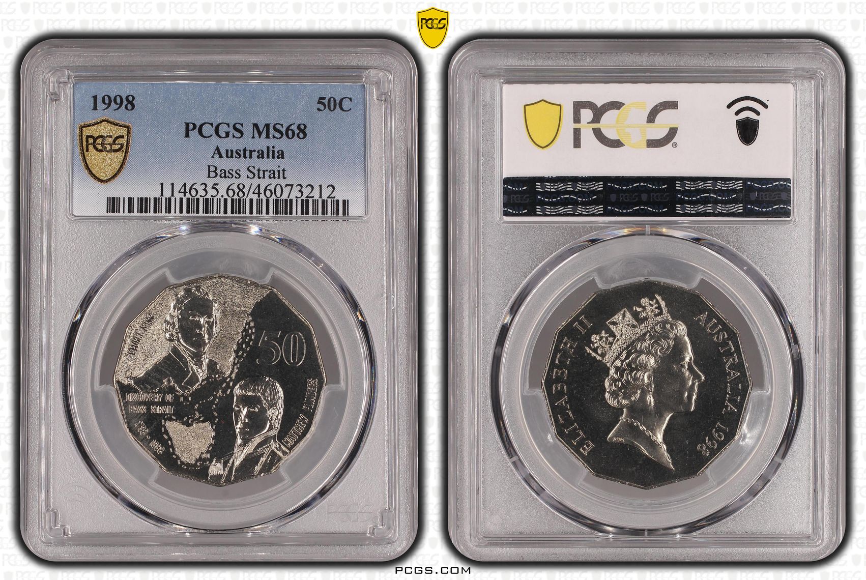 1998 Australia Fifty Cent, 50c Bass Strait PCGS - MS68 -212
