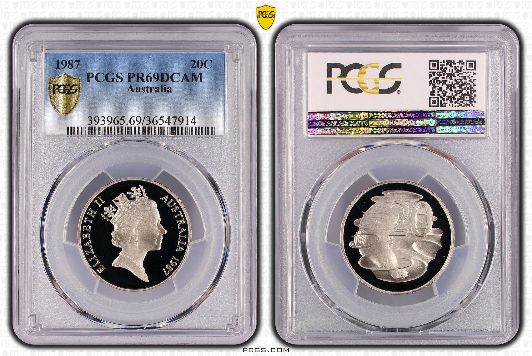 Elizabeth II, Twenty Cent, 1987, PCGS PR69DCAM