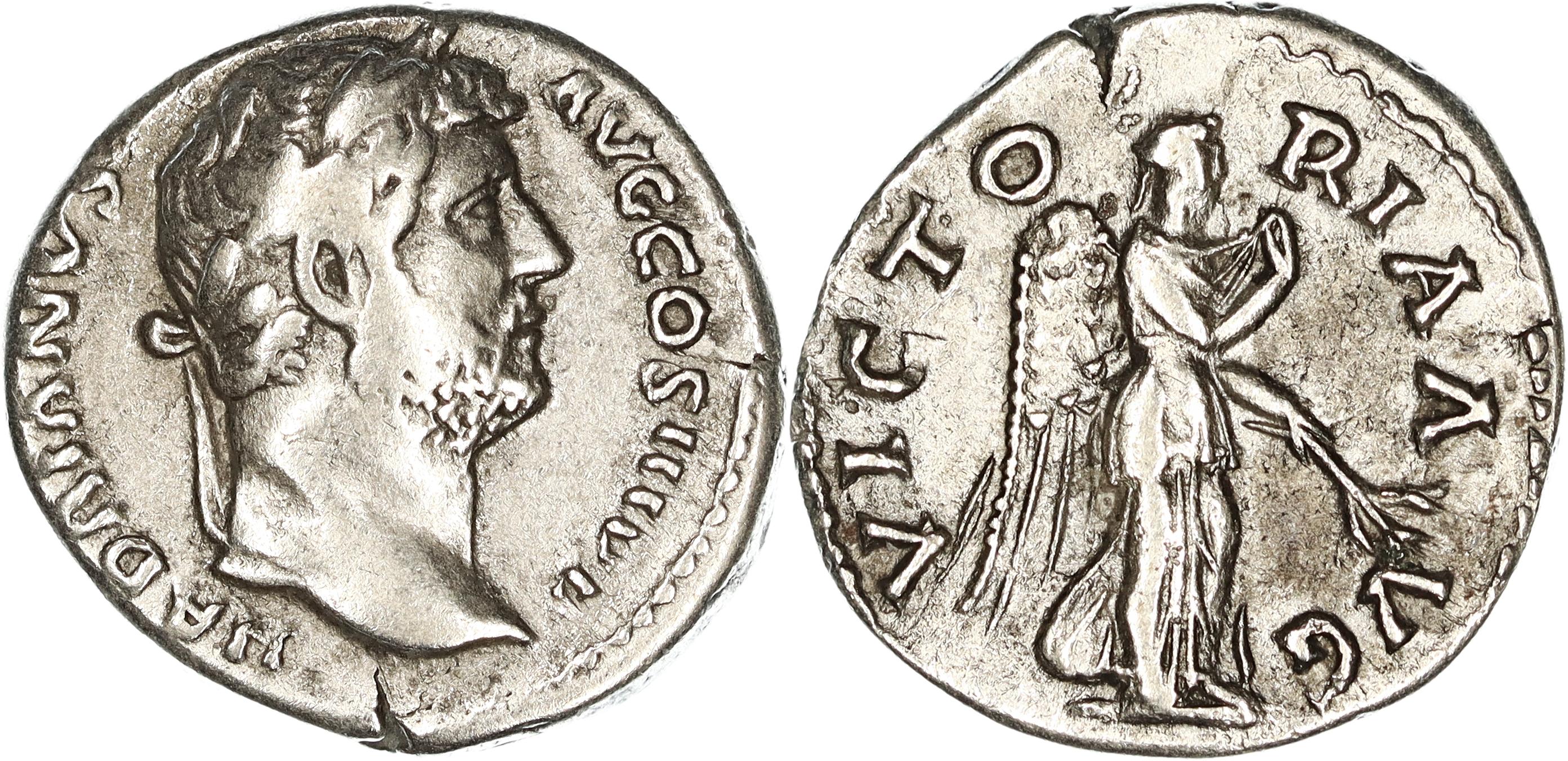 Roman Empire, Hadrian, Silver Denarius, 134-138 AD, nVF