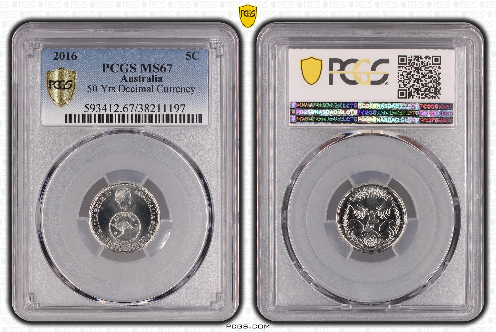 2016 Australian Five Cent, 5c 50 Yrs Decimal Currency PCGS - MS67 -197