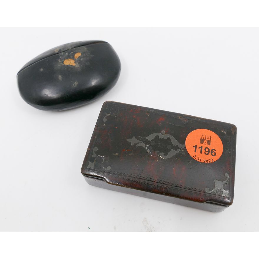 2pc Antique English Lacquered Snuff Boxes- 2.5'' and 3''