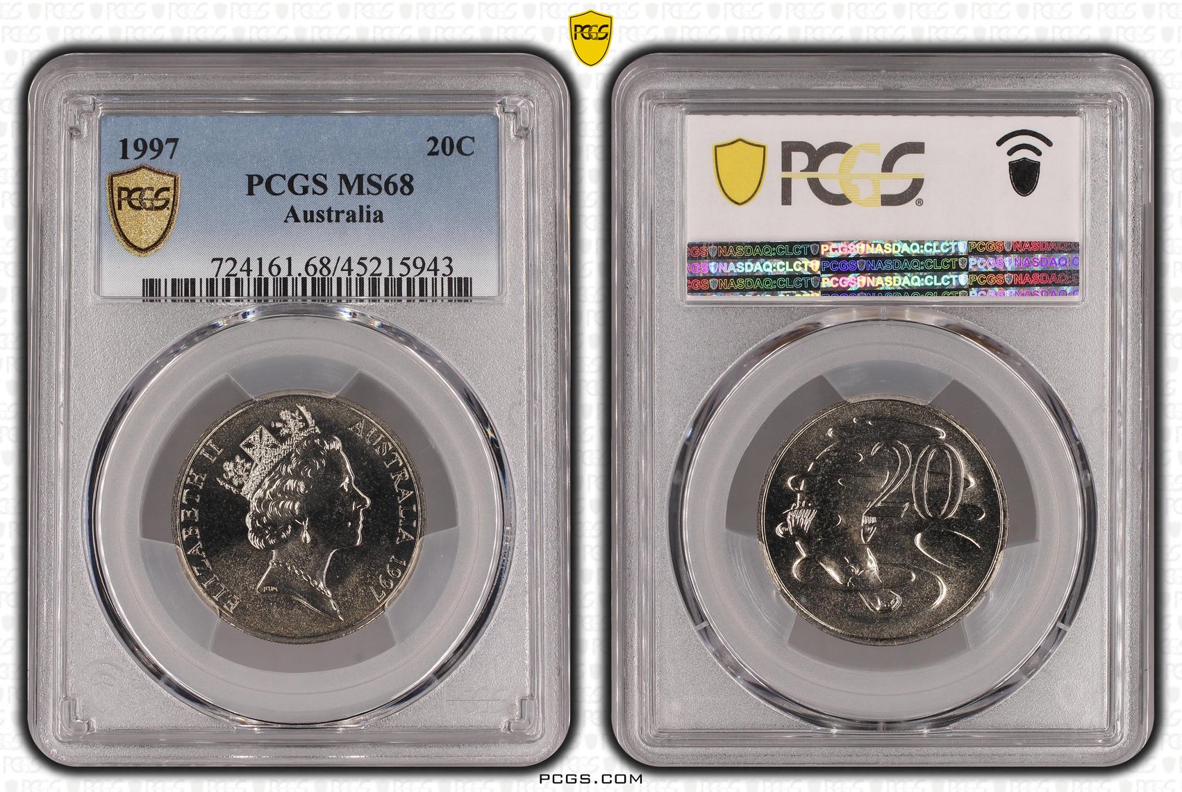 1997 Australia Twenty Cent, 20c PCGS - MS68 -943