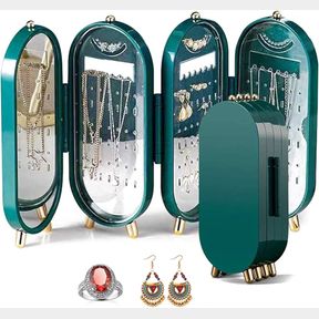 4 Door Earring Holder Jewellery Display Boxes Green 23.5 cm |