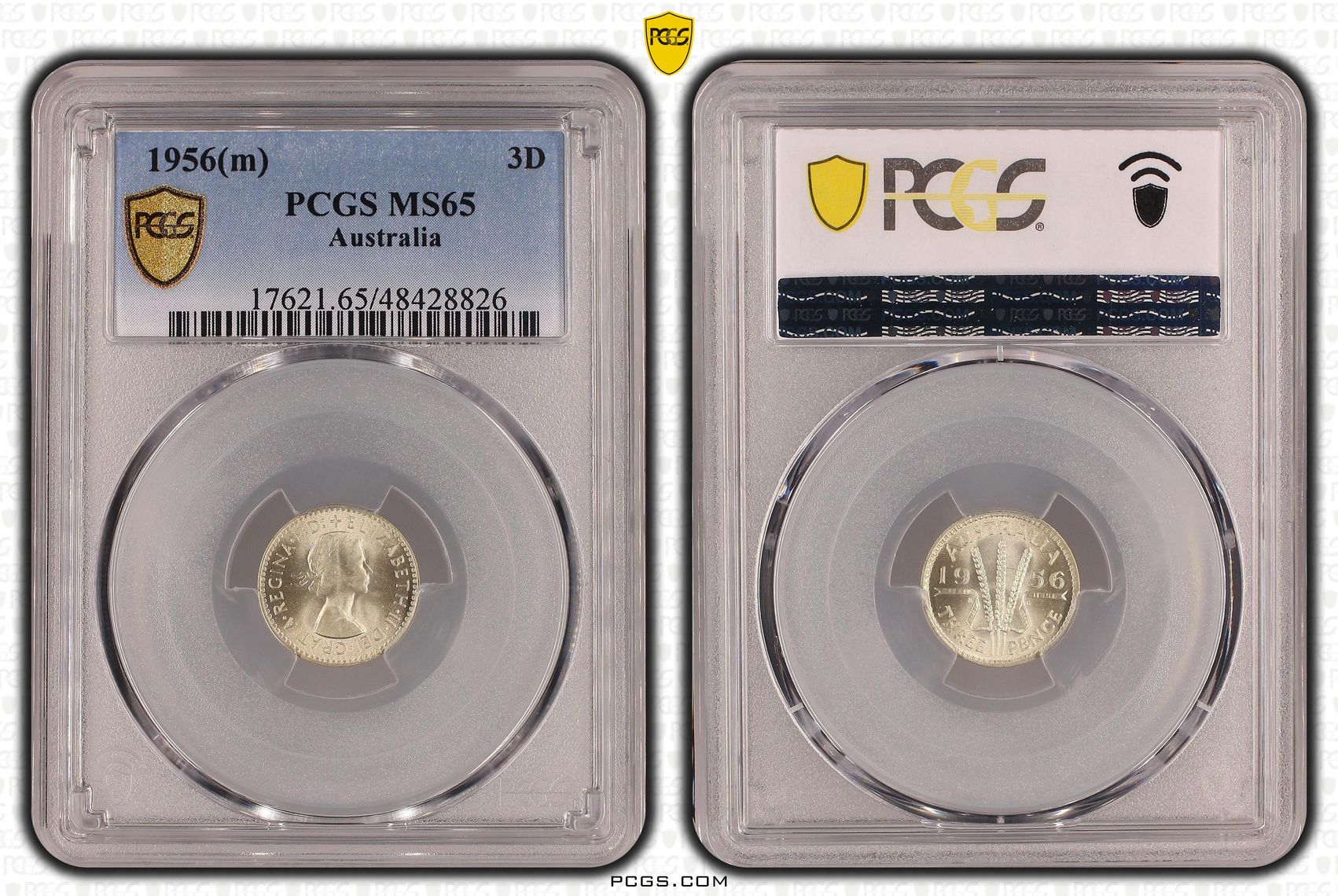 Elizabeth II, Threepence, 1956(m), PCGS MS65
