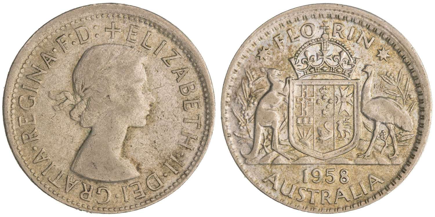 Elizabeth II, Florin, 1958, Fine
