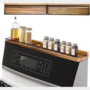 LFILONRO STOVE TOP SHELF, MAGNETIC OVEN SHELF, KITCHEN STORAGE SOLUTION, 2PCS 15" HARD WOOD SPICE RACKS