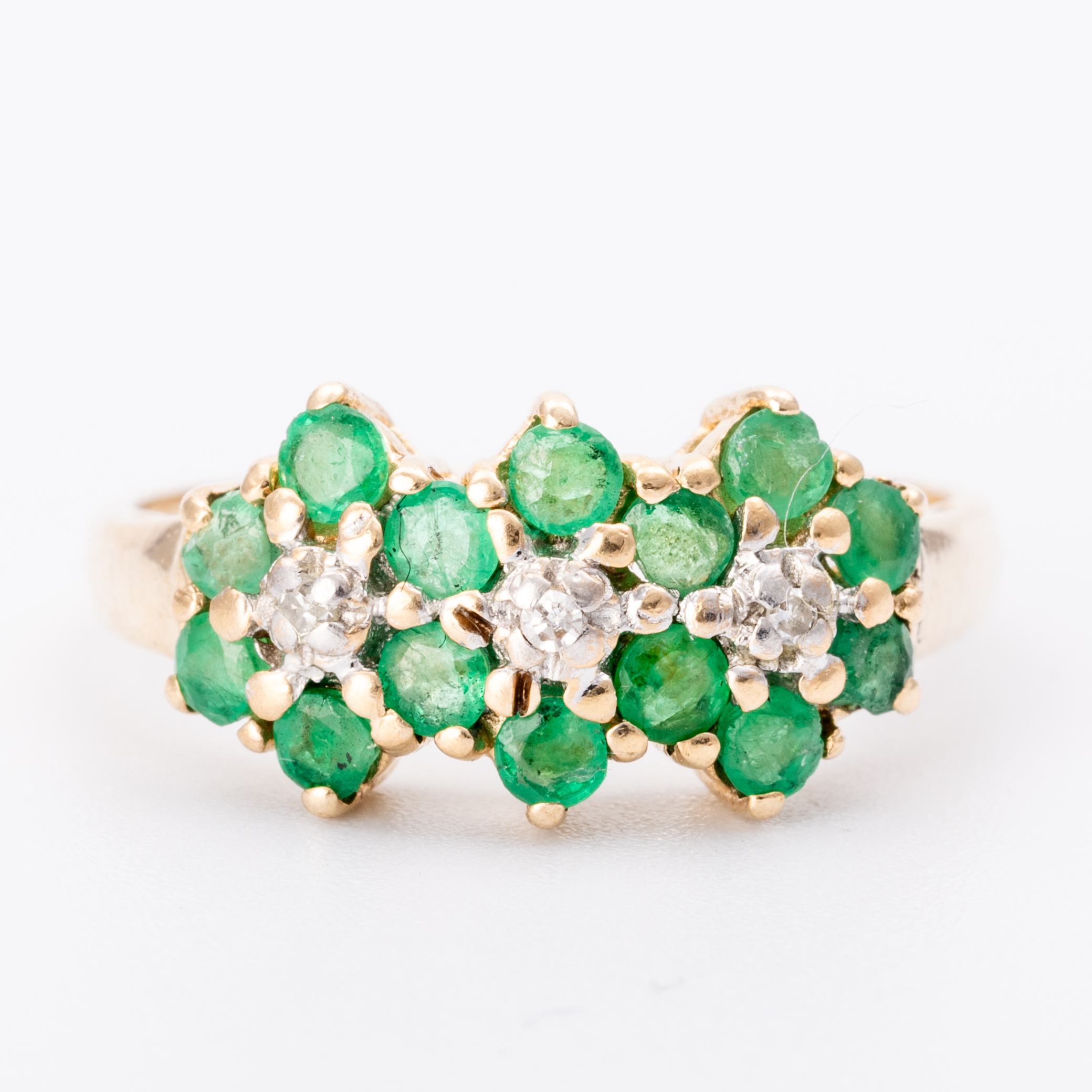 Emerald & Diamond Ring 9ct Gold