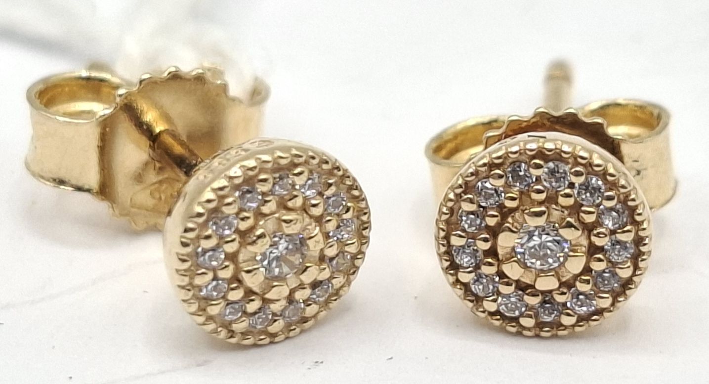 1093 · PANDORA 14CT GOLD EARRINGS