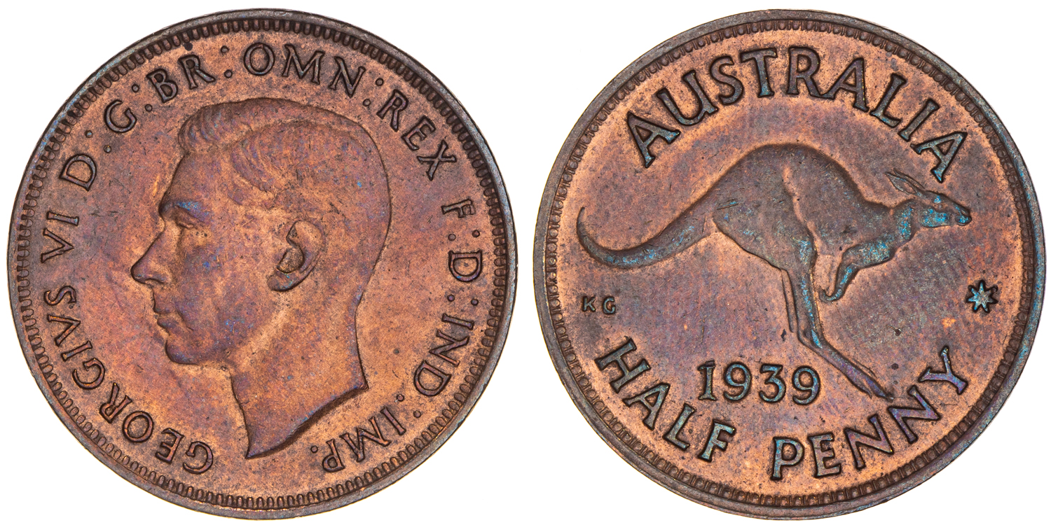 George VI, Halfpenny, 1939, EF