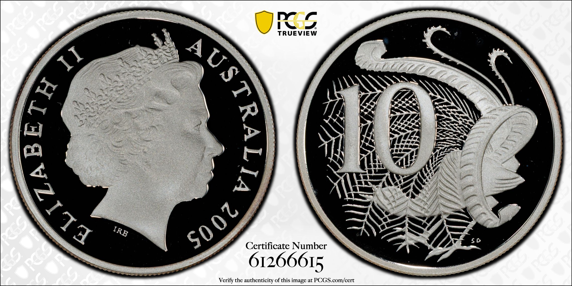 Silver, Ten Cent, 2005, PCGS PR69DCAM