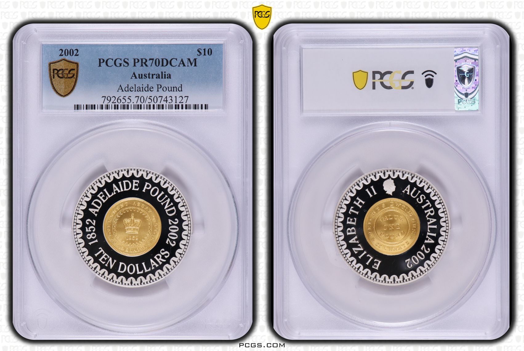 Adelaide Pound POP 12/0, Ten Dollar, 2002, PCGS PR70DCAM