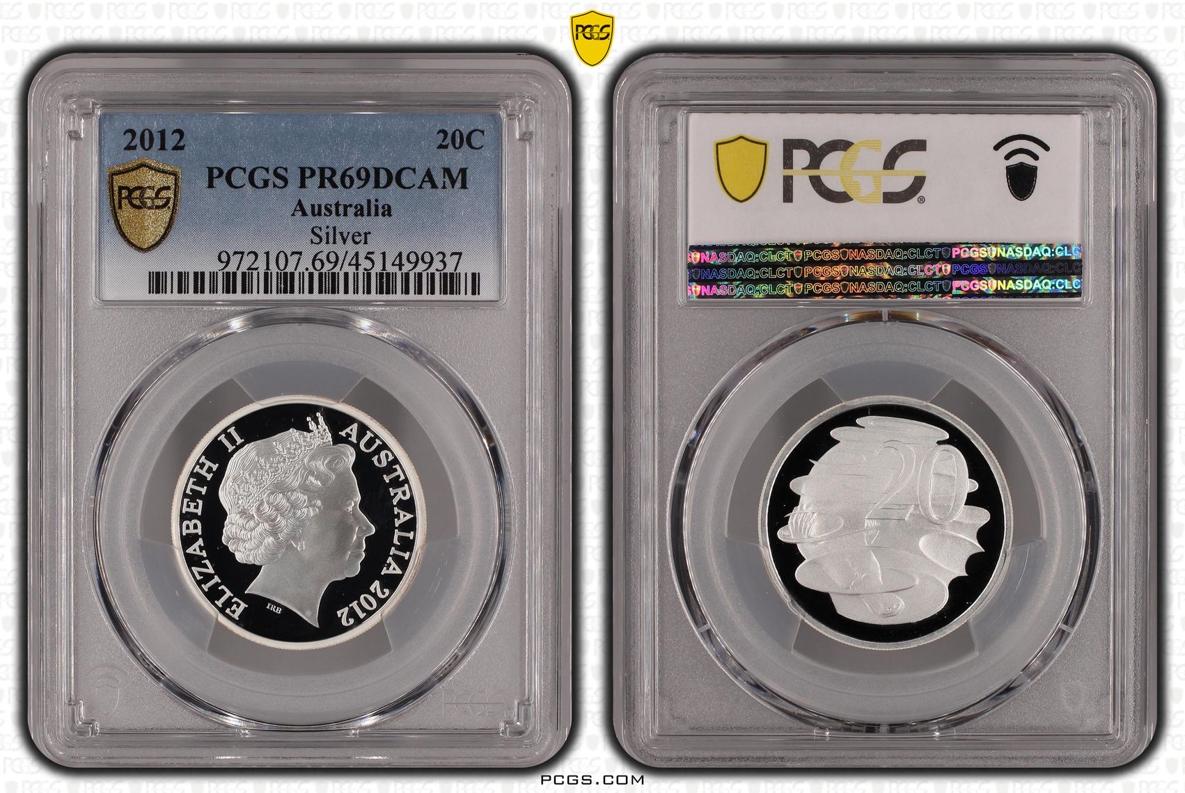 Silver, Twenty Cent, 2012, PCGS PR69DCAM