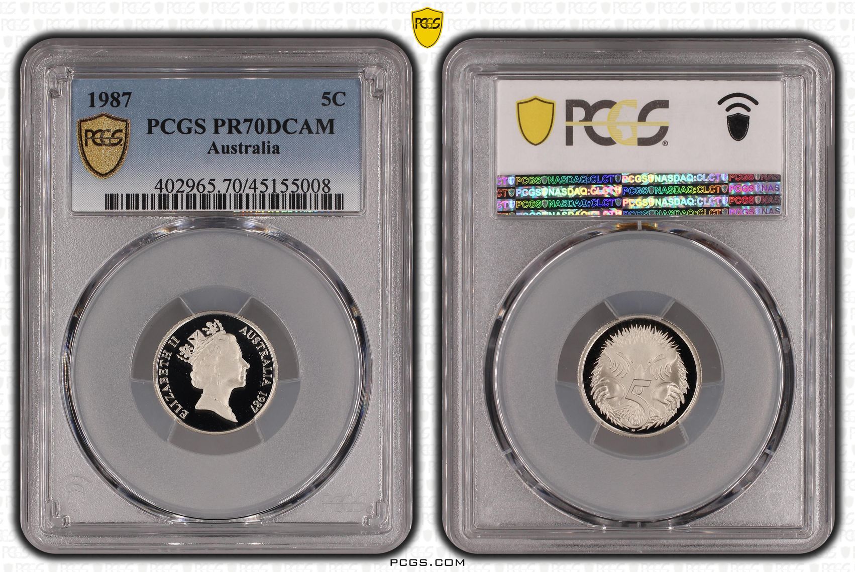 Elizabeth II, Five Cent, 1987, PCGS PR 70DCAM