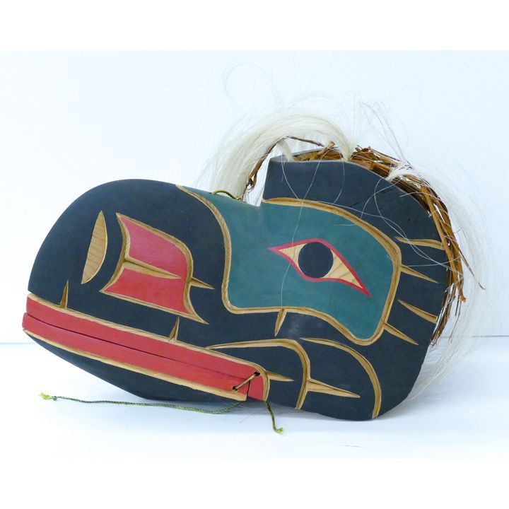 Tom Lafontaine (Salish) Carved Cedar Eagle Mask 9''x14''